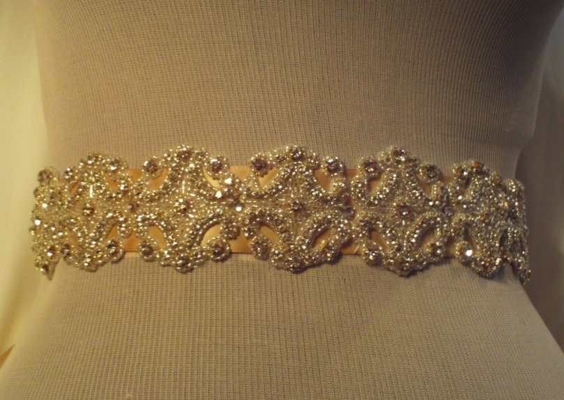 Beaded bridal sash by moonlit-blooms.com